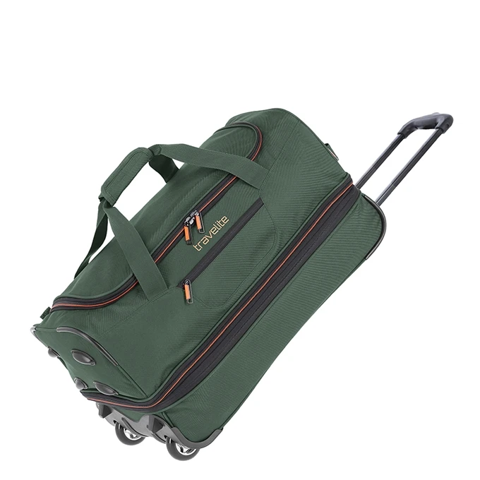 Travelite Basics Wheeled Duffle 55 Expandable Dark Green 1 Travelite Basics Wheeled Duffle 55 Expandable Dark Green