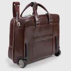 Piquadro Black Square Briefcase With Wheels 2 Compartments Black -Mode Tassen Winkel image 1522