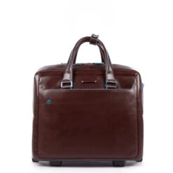 Piquadro Black Square Briefcase With Wheels Brown -Mode Tassen Winkel image 764